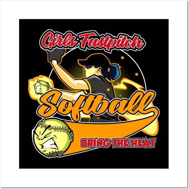 Girls Fastpitch Softball Wall Art by Spikeani